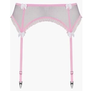 Scarlett Gasque Sheer Pink Polka Dot Suspender Garter Belt women’s size medium